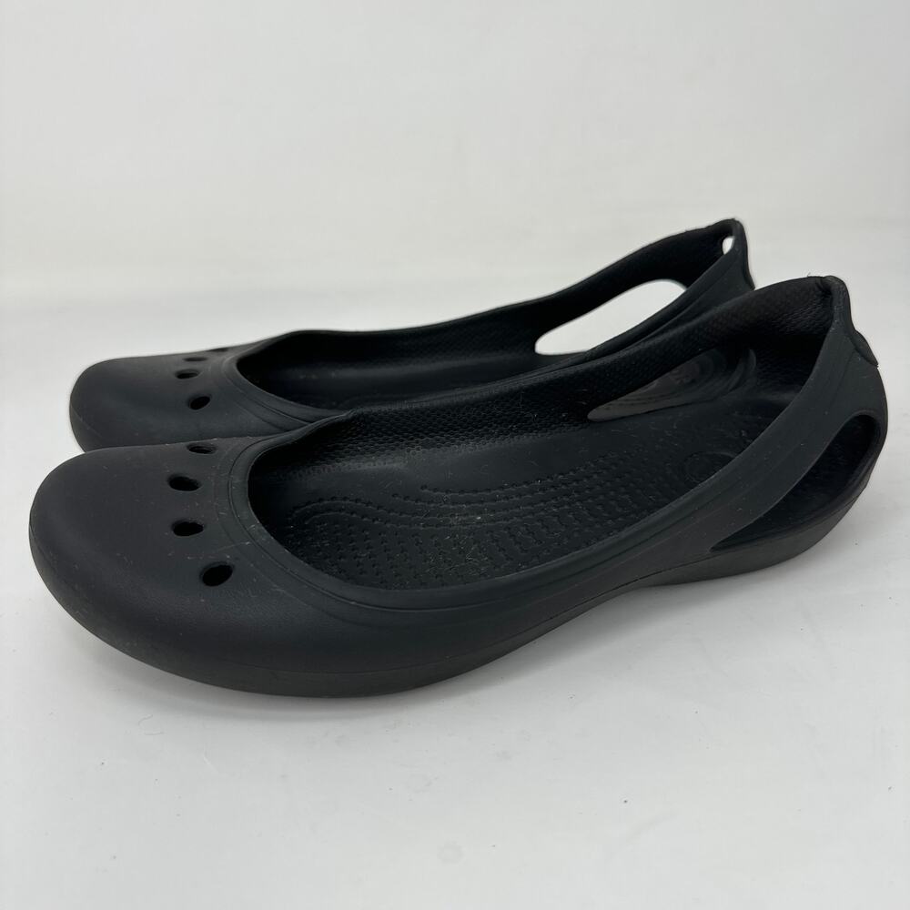 Crocs Kadee Shoes Ballet Flats Cutout Rounded Toe Slip On Black Womens Size 8‎